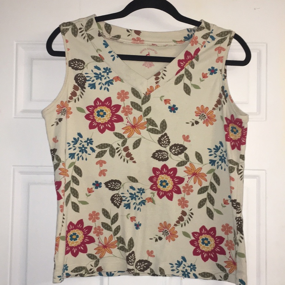 White Stag Floral Print Stone Tank Top Women’s L